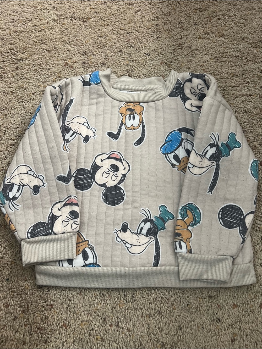Disney Mickey Mouse Beige Quilted Kids Sweatshirt